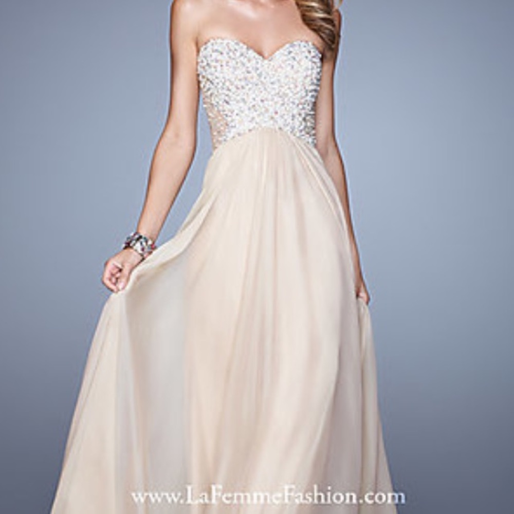 NWT La Femme Prom Dress nude color