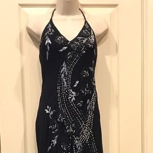 Elegant black beaded dress.