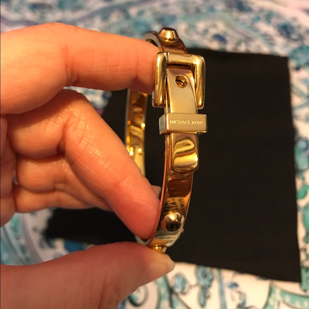Michael Kors Gold Buckle Up Stud Bangle Bracelet
