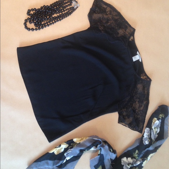 H&M Tops - H&M Black Lace Sleeve Blouse Top