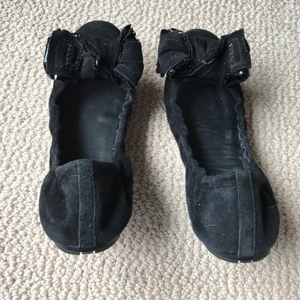 Prada suede ballet flats w bow
