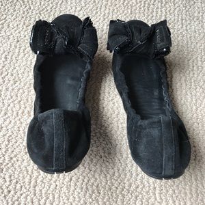 Prada suede ballet flats w bow
