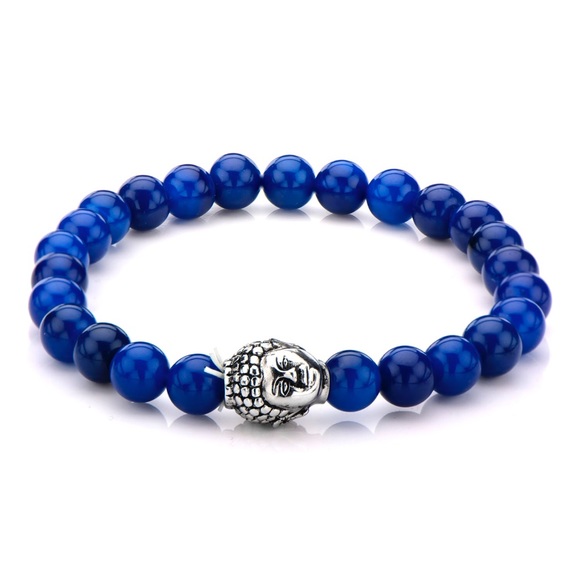 Other - Lapis Bead Bracelet Stainless Steel Buddha Head