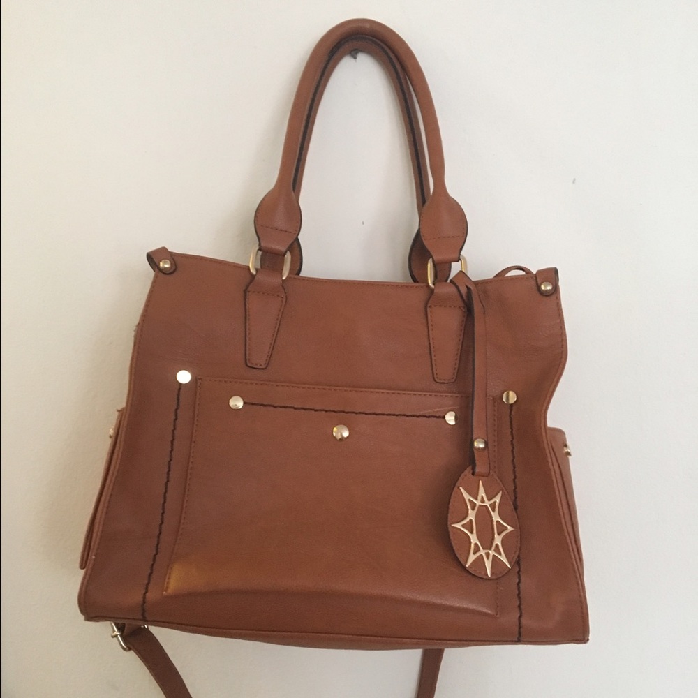 Brown Vegan Leather Satchel Purse (Scarleton)