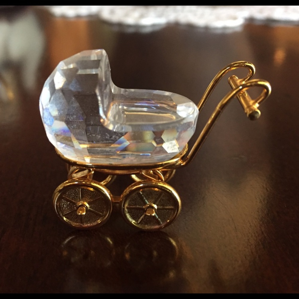 Swarovski miniature baby carriage