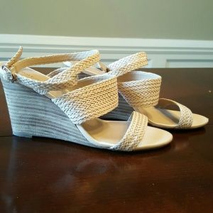 Beige Sole Society ankle wrap sandals