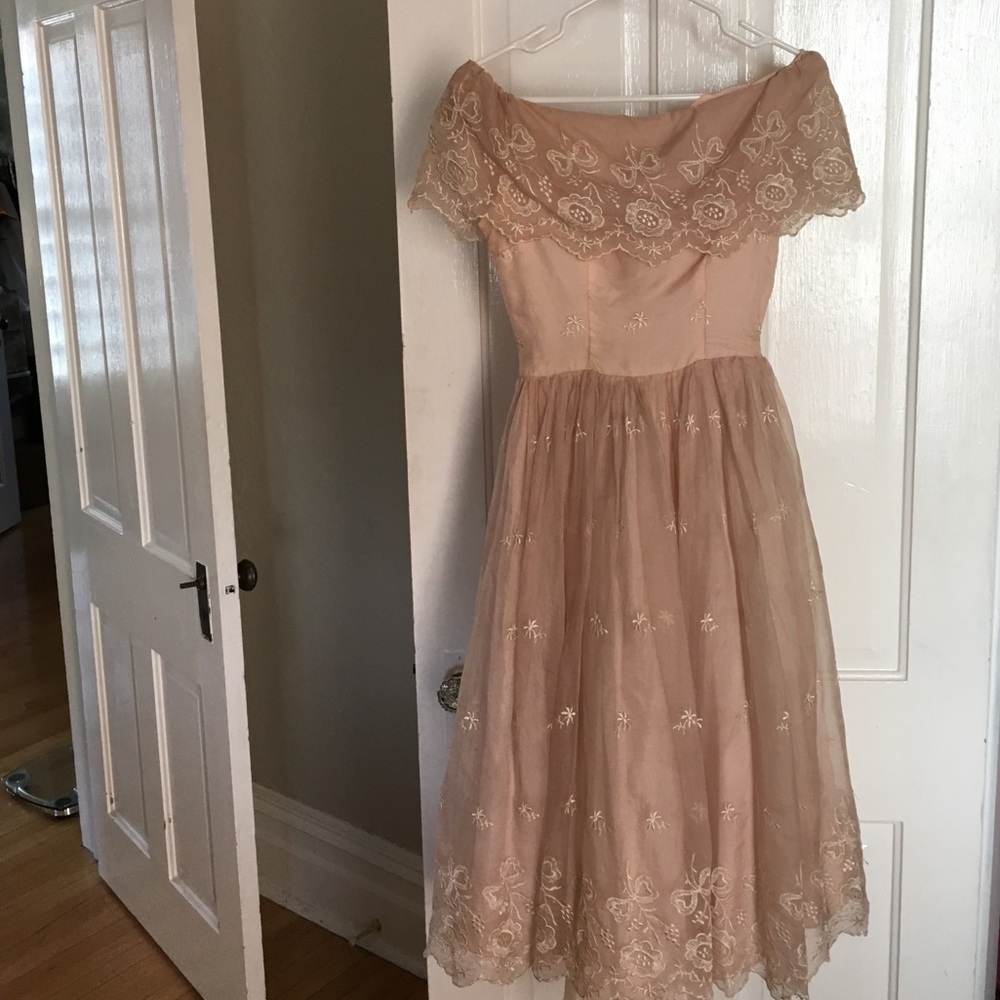 Vintage 1950 off the shoulder dress