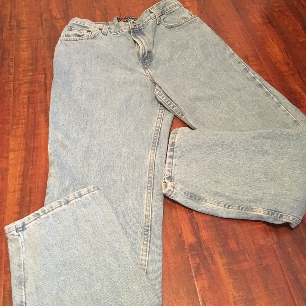 Route 66 blue jeans, relaxed fit.