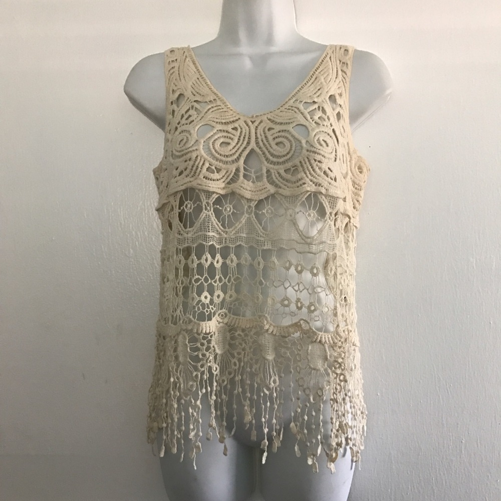 Phase One Cream Crochet Tank Top