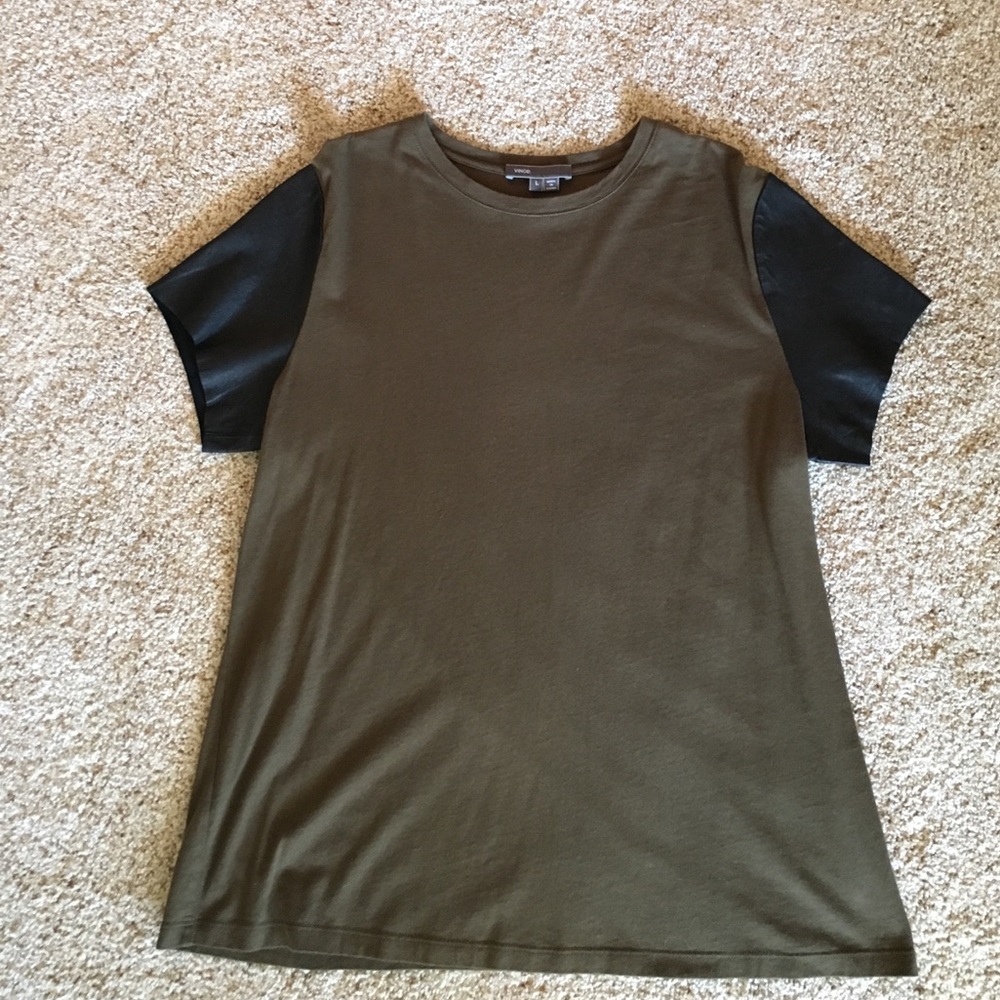 Vince t-shirt with leather sleeves