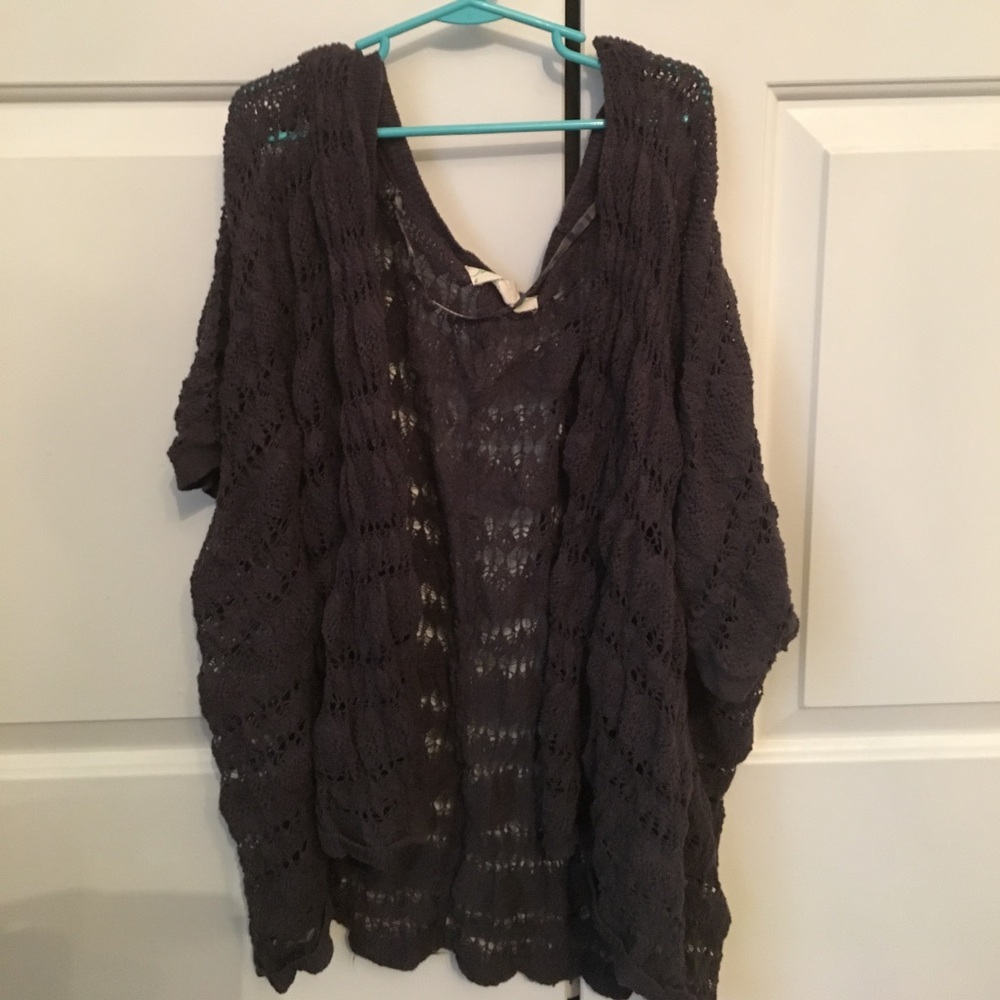 Navy Crochet Cardigan