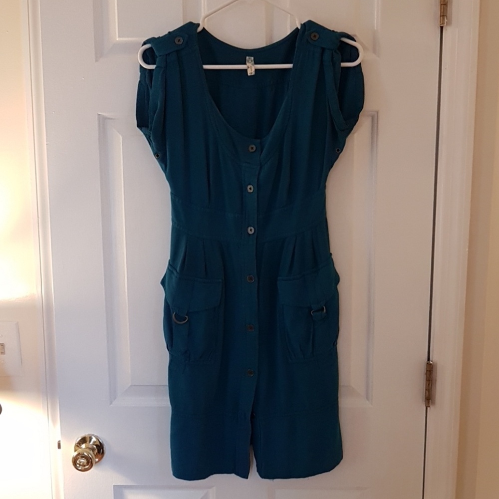 Maeve Anthropologie teal dress with pockets!