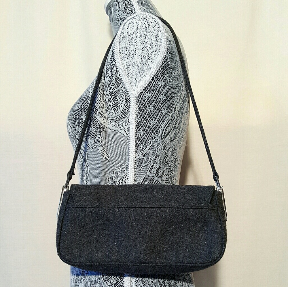 Kate Spade wool felt grey shoulder bag purse - Picture 4 of 8