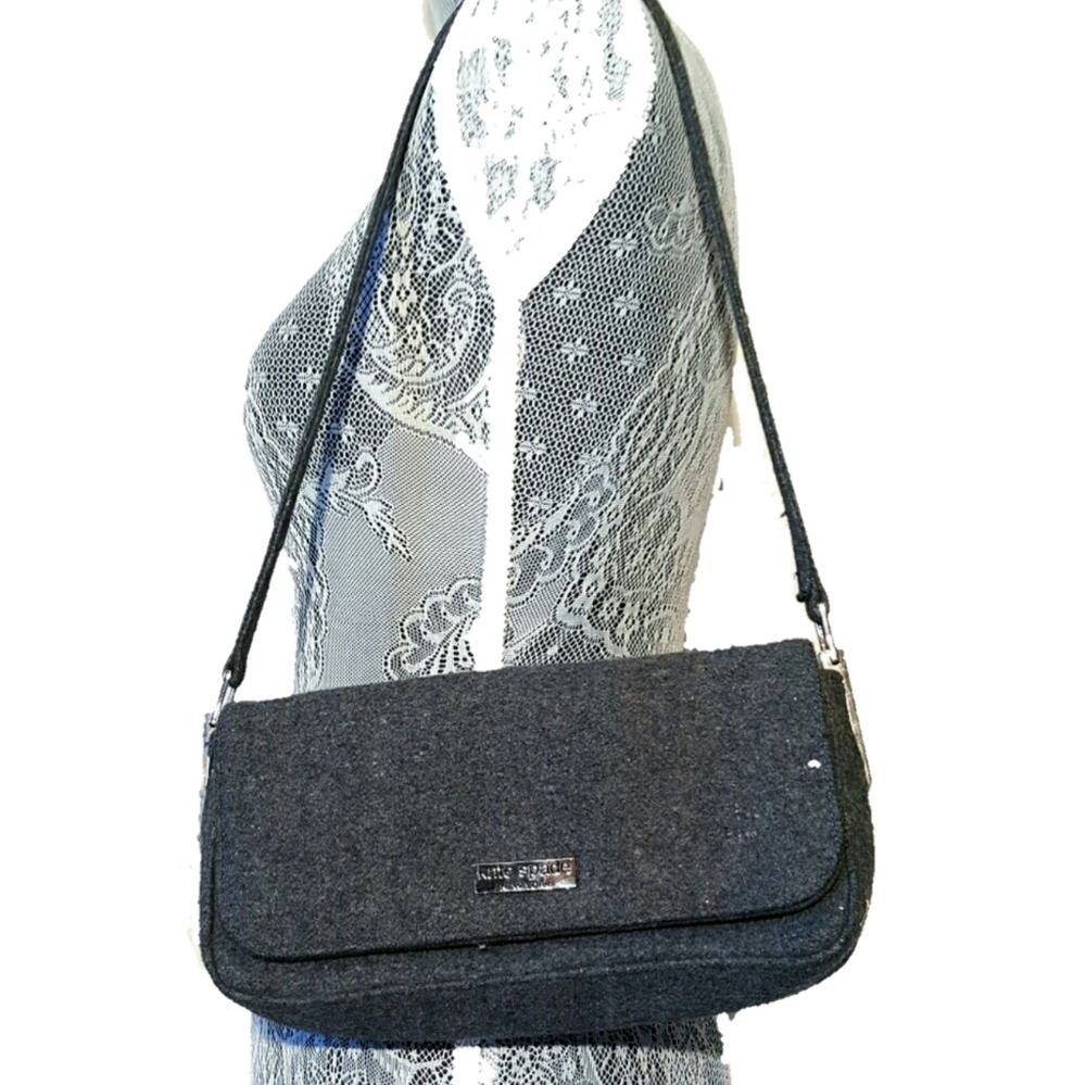 Kate Spade wool felt grey shoulder bag purse