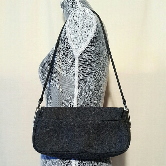 Kate Spade wool felt grey shoulder bag purse - Picture 4 of 8