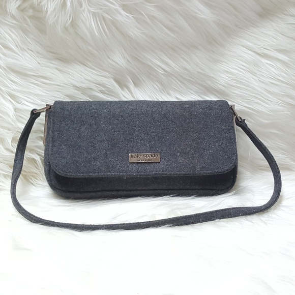 Kate Spade wool felt grey shoulder bag purse - Picture 2 of 8