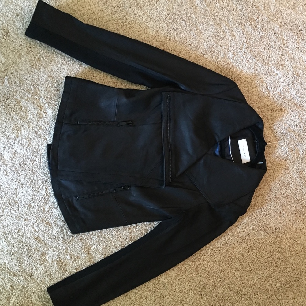 T Tahari black leather jacket