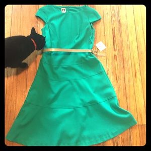 Anne Klein a-line Kelly green dress