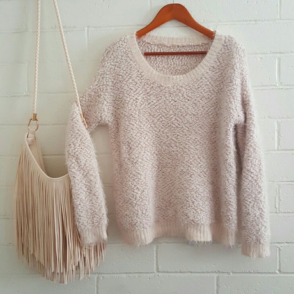Blush pink fuzzy sweater - Picture 1 of 3
