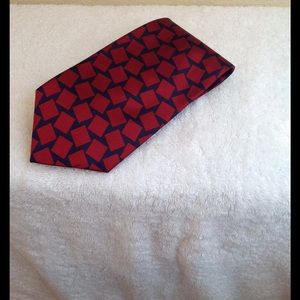 Emilio Pucci 100% silk neck tie. Navy and maroon.