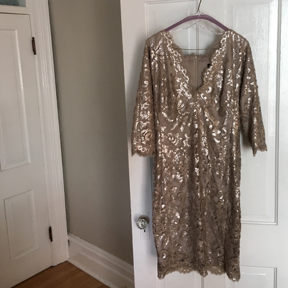 Gold Taupe sequence floral dress