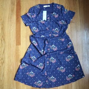 Modcloth Blue Floral Midi Dress