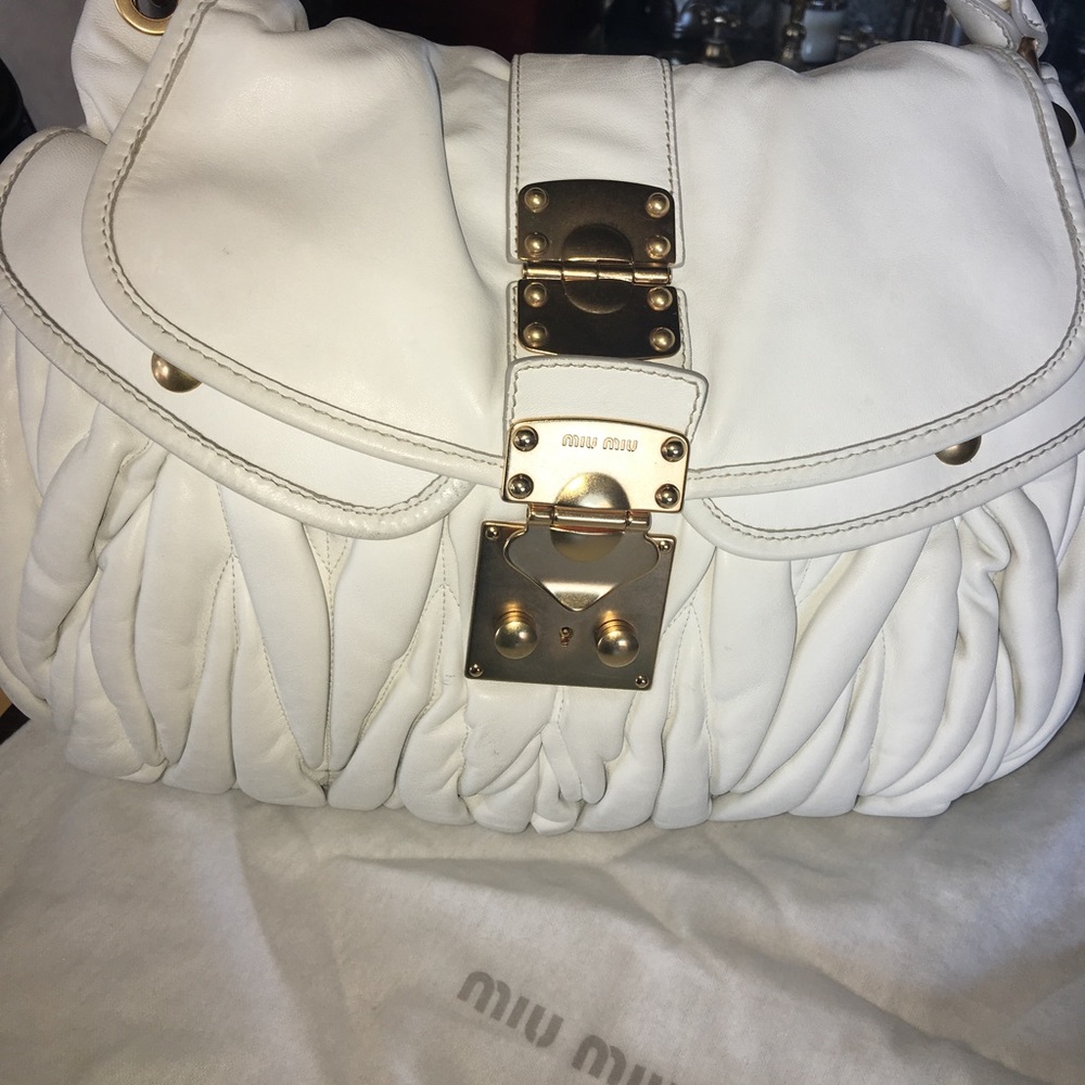 MIU MIU COFFER PURSE IN WHITE AUTHENTIC