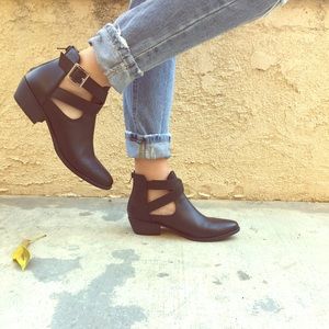 black buckle booties