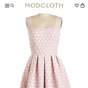 Mystic pink and white strapless dress