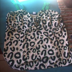 Torrid Green Leopard Print Tankini Top