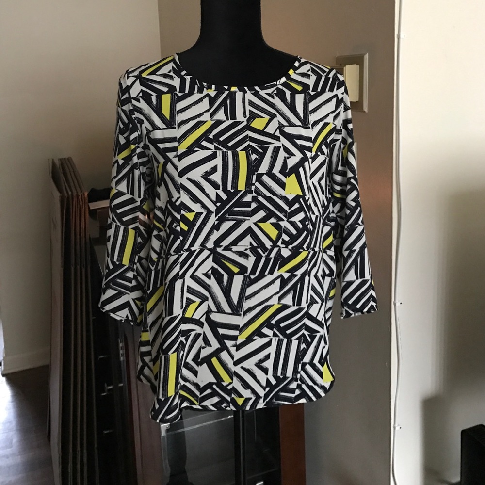 Miami Francesca's shirt blue, white w/neon yellow