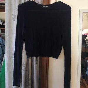 American Apparel dark navy long-sleeve crop top