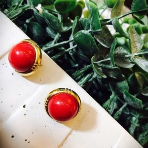 Vintage red gumdrop earring