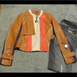 Faux leather moto jacket! Never worn.