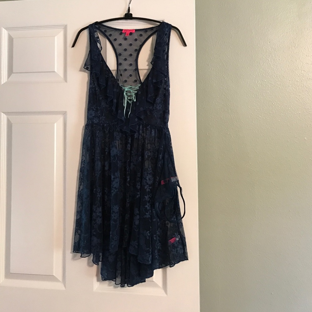 Betsey Johnson deep blue sexy short nightie