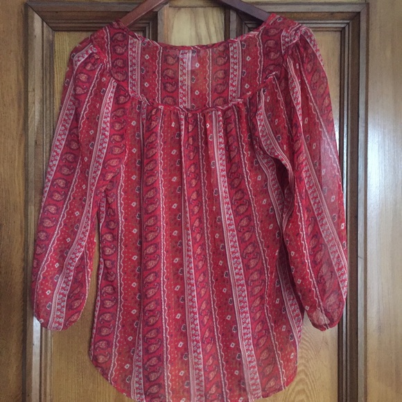 Lucky Brand Sheer Boho Paisley Blouse 🌿✨ - Picture 2 of 6