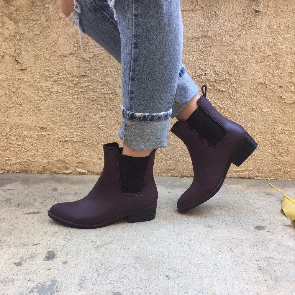 Burgundy / eggplant chelsea booties