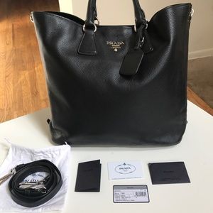 Prada Vitello Phenix Leather Black Tote Large