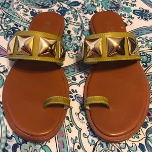 Michael Kors Persia Green Leather Pyramid Sandals