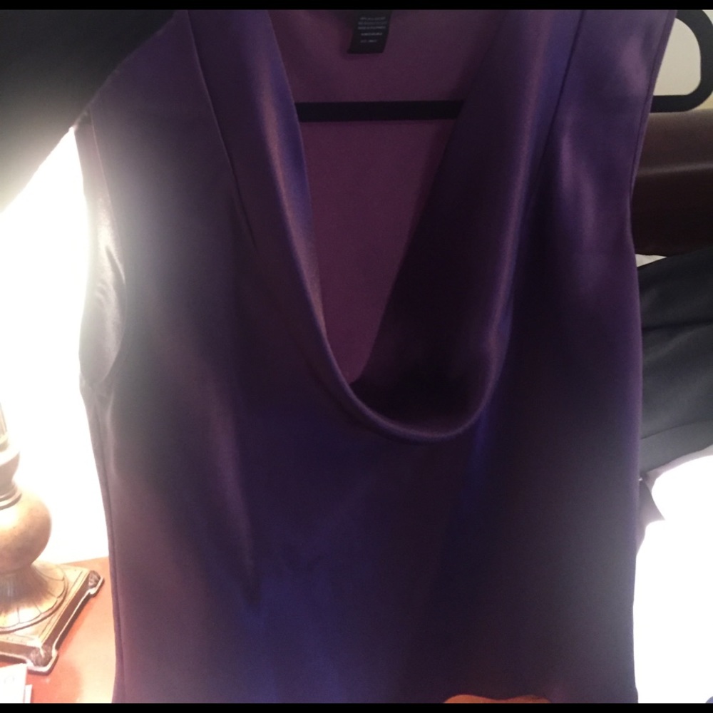 Purple sleeveless cowl neck