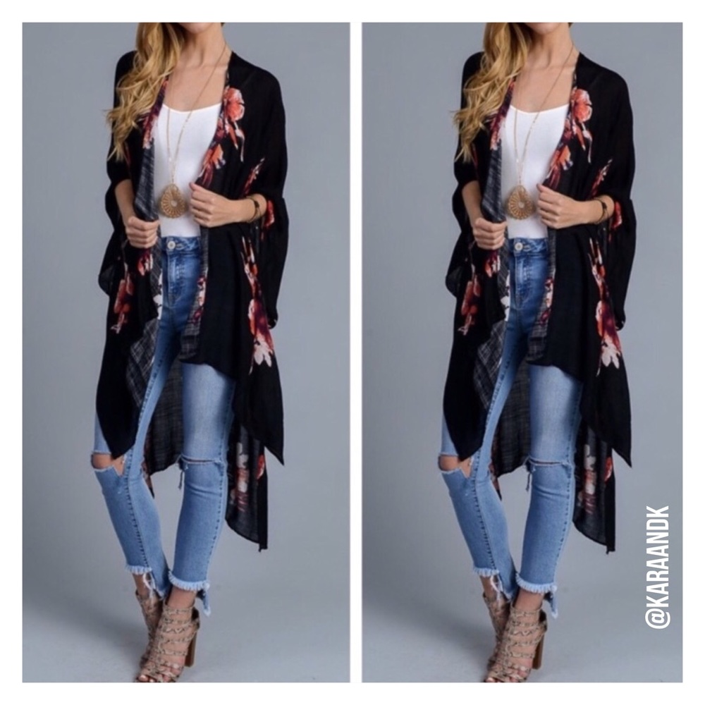 Floral Print Kimono, Bohemian Kimono - Picture 4 of 7