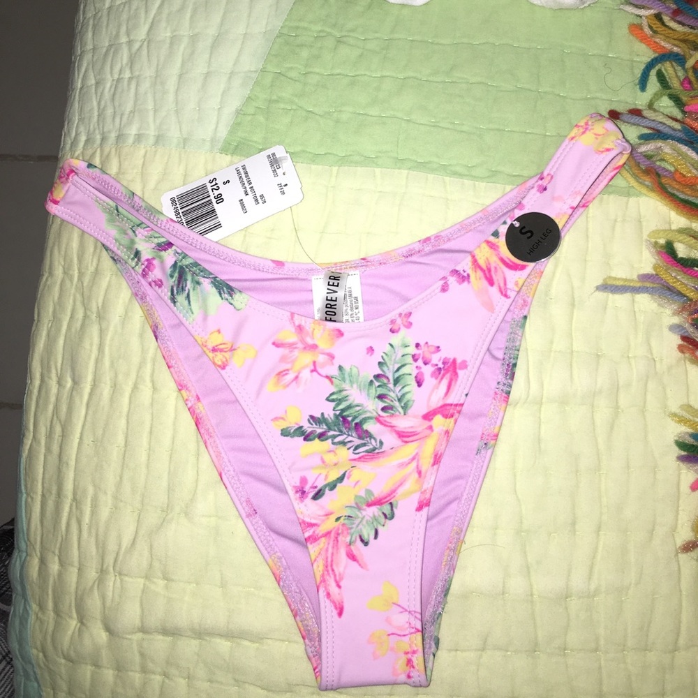 Forever 21 floral print cheeky bikini bottoms