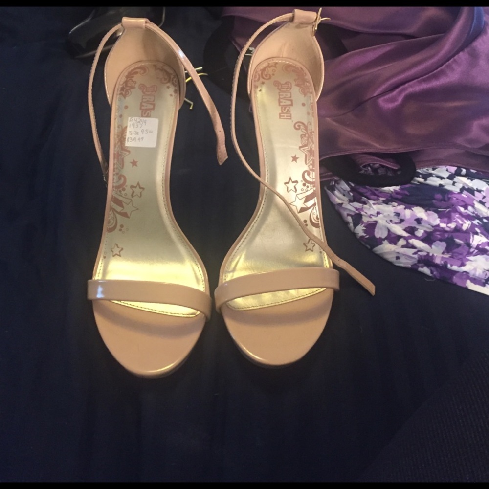Nude strappy heels