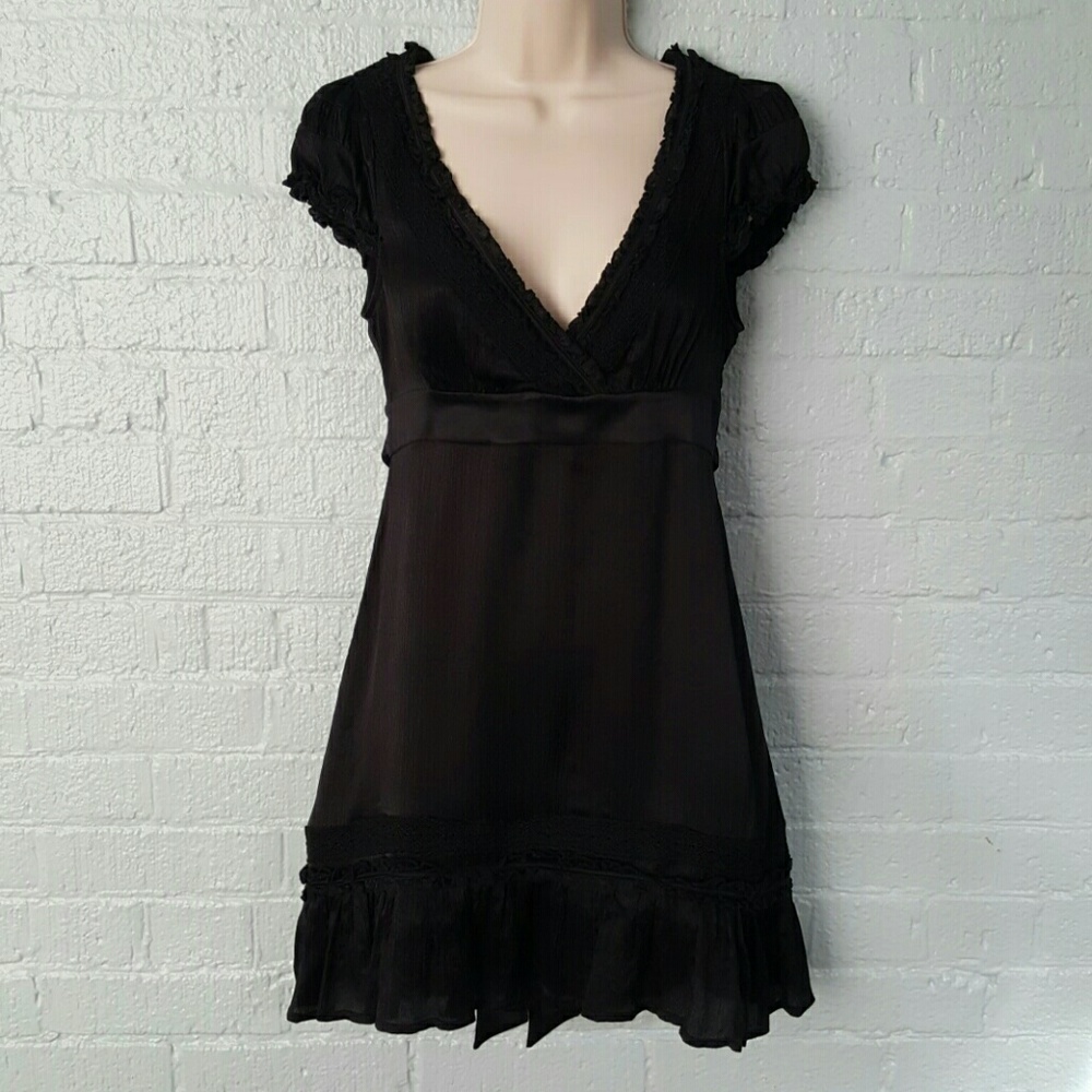 bebe black silk mini dress