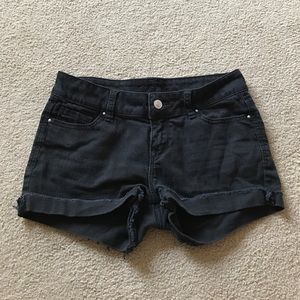 Black high waisted denim shorts