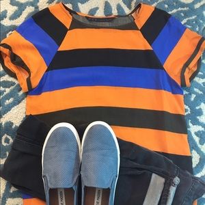 Zara orange black and blue blouse like new