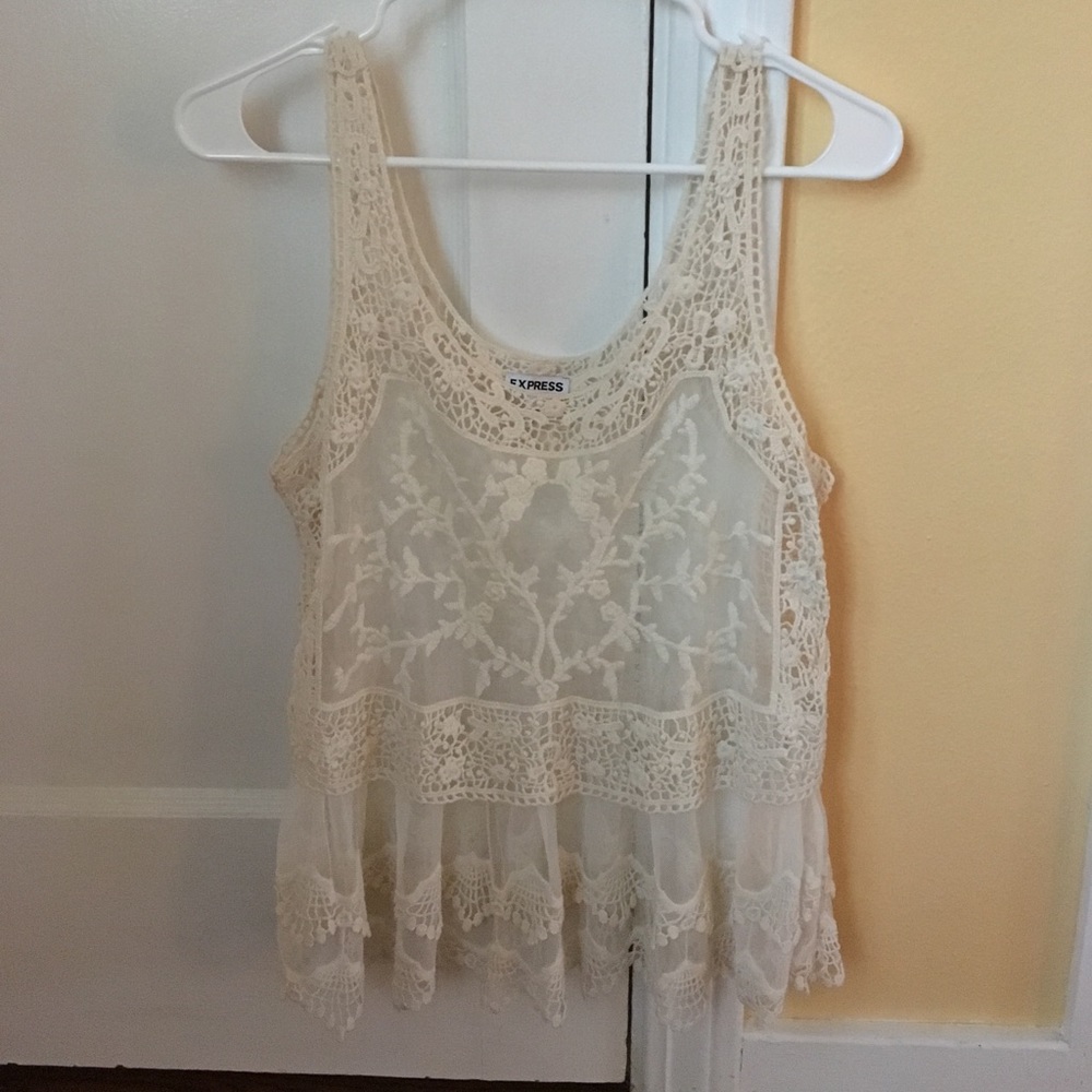 Express embroidered tank