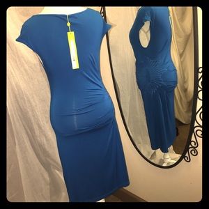 Catherine Malandrino Turquoise knit dress w/flower