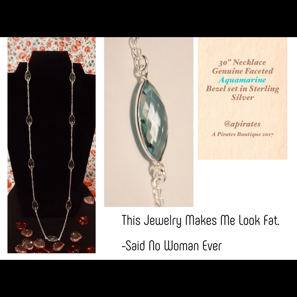 Genuine Aquamarine & Sterling Silver Necklace