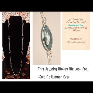 Genuine Aquamarine & Sterling Silver Necklace